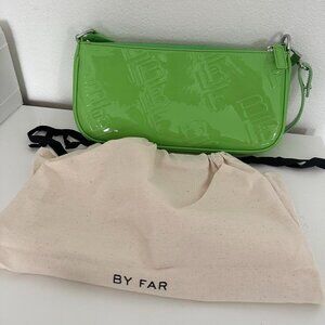 BY FAR rachel bag green logo embossed